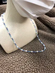 ハンドメイド　ビーズ　ネックレス　ブルー