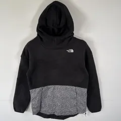 古着 ザ・ノースフェイス THE NORTH FACE フリースパーカー プルオーバー ナイロンツートンカラー L ガールズ 14-16  ブラック キッズ