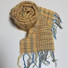 【一点物】手織りマフラー　ウール　ハンドメイド　男女兼用　芥子色