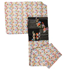 【単品小紋ALL 1980円】 洗える着物　リユース着物　小紋　化繊　型染め風　縮緬　華尽くし　菖蒲　菊