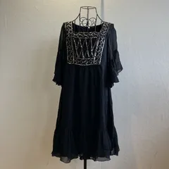 美品⭐️ グレースコンチネンタル GRACE CONTITAL ビーズ刺繍 フレアワンピース シルク100 ビーズ刺繍ワンピース フレア フリル スパンコール 透け感 シアー 高級 希少