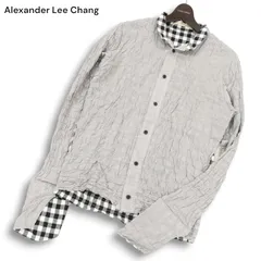 Alexander Lee Chang アレキサンダーリーチャン 春夏 ギンガムチェック切替★ シワ加工 長袖 Wガーゼ シャツ Sz.2　メンズのサムネイル