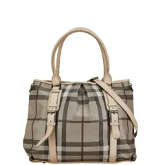     中古 バーバリー トートバッグ ハンドバッグ ABランク ノバチェック 2way ベージュ PVC レザー レディース BURBERRY 【送料無料】【三田店】