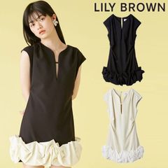 【爆速配送】【SALE50%OFF】【即納】 リリーブラウン LILY BROWN ドレス 25春夏 バブルヘムストレッチミニワンピース ミニ丈 半袖 lwfo252067