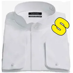 R136【 フォーマル用ウイングカラーシャツ！ 結婚式・披露宴 ・パーティー等に】  ブライダル シャツ シングルカフス仕様  Sサイズ（ウ-5）