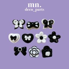 【1つ25円】※10番完売※各3個★デコレーションパーツ　ハンドメイド　モノトーン　白黒　おしゃれ