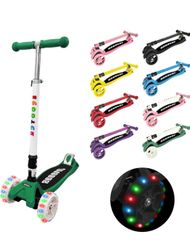 キックスクーター 子供用 光るLEDダイヤ キックボード 4段階高さ調節 キッズスクーター 3輪タイプ 折り畳み式 軽量 持ち運びに便利 静音 ギフトに最適 誕生日 クリスマスプレゼント
