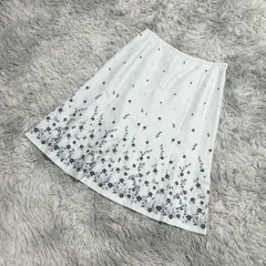 【美品】Aylesbury  アリスバーリー  ひざ丈スカート  花柄  (11)  大人カワイイ  フェミニン  レディース  青系  ブルー【送料無料】