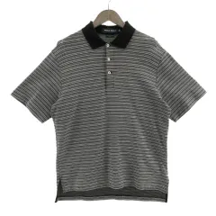 ポロゴルフ ラルフローレン POLO GOLF RALPH LAUREN ポロシャツ 半袖 PIMA COTTON ボーダー ブラック 黒 ホワイト 白 M