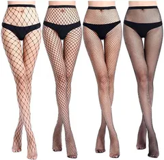 Pellforia 網タイツ 4足セット 網み目 ストッキング パンスト(ブラック,  Free Size)