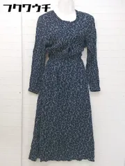 ◇ koe コエ 花柄 ウエストギャザー 長袖 ロング ワンピース サイズS ネイビー ホワイト レディース 【中古】 【1104140011465】
