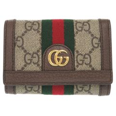 新品同様 グッチ オフィディア 644334 GGスプリームキャンバス レザー ベージュ ブラウン 三つ折り財布 1208 GUCCI