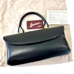 良品 ハマノ ハンドバッグ ロイヤルモデル 皇室御用達 黒 シルバー