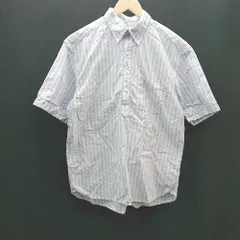 ◇ UNIQLO ユニクロ カジュアル 爽やか ストライプ柄 夏 半袖 シャツ サイズM ライトブルー メンズ E  【1308160026762】