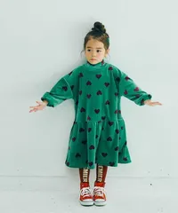 ベロアタッチのメルティ起毛フリースぬくぬくワンピース リンク　p.premier P517015　グリーン