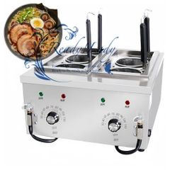 電気麺調理器 ステンレス製 パテ防止装置内蔵 保温機能付き 30℃～110℃調節可能 省エネ 卓上 業務用 そば ラーメン (4ホールボイル)