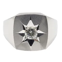 プラチナ印台リング14.3g【ダイヤモンド0.36ct、プラチナPt900】 ジュエリー ダイヤモンド 印台 リング・指輪 プラチナPT900 中古
