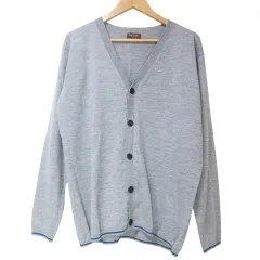 ポールスミスコレクション PAUL SMITH COLLECTION 美品 22AW ビエラヤーンカーディガン ハイゲージニット MK.224278 ウール Vネック ライン L グレー Xのサムネイル