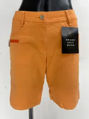 【USED】Munsingwear マンシング 綿 ハーフ パンツ ロゴ刺繍 オレンジ レディース 9 M ゴルフウェア