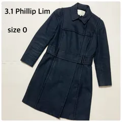 3.1Phillip Lim スリーワンフィリップリム　ロングコート　size0 コットン×ポリウレタン、シルク　レディース　ブラック系　レディースのサムネイル
