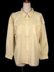 レリアン Leilian シャツ ブラウス 長袖 ウール シルク 9 黄 イエロー クリーム色