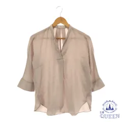 ☆極美品☆ a.v.v アーヴェヴェ トップス カットソー シースルー Vネック 五分袖 レディース ベージュ S 901-10372 送料無料 古着