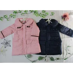 フリル付き中綿コート　100～160サイズ　ピンク　ネイビー　ロングコート　アウター　　かわいい　あったかい　冬　お揃い