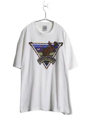 【お得なクーポン配布中!】 90s USA製 ヘラジカ イラスト プリント Tシャツ メンズ XL / 古着 アニマル グラフィック アート アウトドア ハンティング 白 大きいサイズ