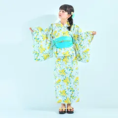 キッズ 子供 2way 浴衣 ワンピース 帯付き 白 100〜150cm 10w-4