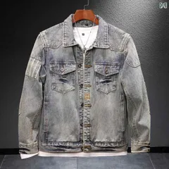 メンズ 男性用 ファッション オシャレ シンプル 大人 かっこいい ストリート ヒップホップ HipHop アメリカンンン バイク デニム ジャケット 春秋 ゆったり 大きいサイズ ライト カラー サイ バー パンク ジャケット