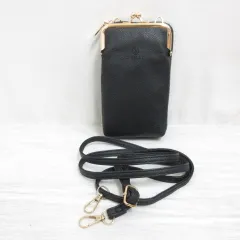 ディーケリー D.KELLY 2WAYショルダー ウォレット 財布 スマホポーチ バッグ ブラック 黒 がま口 フェイクレザー