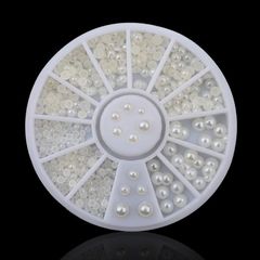 セール　ネイルパーツ　デコ　レジン　パール　半円パール　サイズMIX　ケース付き