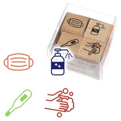 手帳はんこ部　健康管理 (0409-009)　ミニはんこ4個セット　手帳やふせんに　簡単スケジュール管理　ラバースタンプ　こどものかお　Rubber stamp