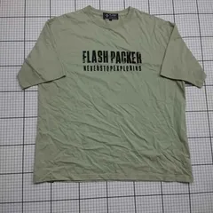 ◇ ⊂ FLASH PACKER フラッシュパッカー カジュアル シンプル 半袖 プリントTシャツ サイズM グリーン系 メンズ E  【1509100031451】