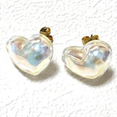 ピアス ホワイト ハート型 キラキラ【409】