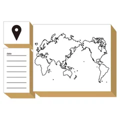 スタンプ 世界地図 トラベルグッズ トラベル ノート 記録 旅行ノート ギフト 旅行 日記 記録 はんこ 木製 ゴム印 セット マップ ピン プレゼント 日本製 (#15)