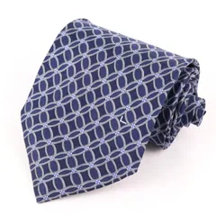 ランセル ブランドネクタイ 総柄 幾何学模様 シルク イタリア製 メンズ ネイビー LANCEL 【中古】