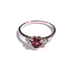 ○マーカサイト×ガーネット○ハート型シルバーリング○ STERLING925