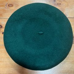 バスクベレー　ビッグベレー　直径33〜34cm 内周58〜62cm ウールのフェルト　ダークグリーン　深緑　　メンズ　レディース