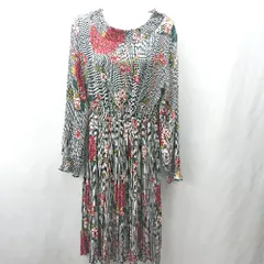 ◇ ⊂ rps アールピーエス 総柄 長袖 ロング丈 ワンピース サイズM ブラック ホワイト レッド レディース E  【1503050024693】