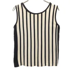 i.s. ISSEY MIYAKE アイエス イッセイミヤケ 90s 日本製 オールド ストライプ柄 ノースリーブ ニット 9 アイボリー レディース 古着