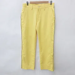 アディダス adidas ゴルフ パンツ ロング ライン ストレッチ イエロー ネイビー 黄 紺 82