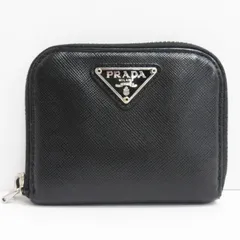 プラダ PRADA 三角プレート コインケース 小銭入れ 財布 ラウンドファスナー イタリア製 ブラックのサムネイル