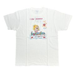 水森亜土 summer 半袖Tシャツ(M) ホワイト アパレル