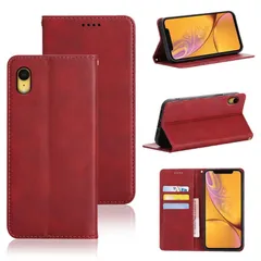 iPhone XR ケース 手帳型 iPhone XR 手帳型ケース iPhone XR カバー 手帳型 PUレザー カード収納 財布型 耐衝撃 ケース マグネット スタンド機能付き 5色(iPhoneXR ケース 手帳型) (レッド)