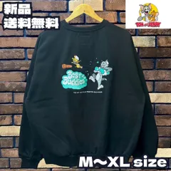 【TOM&JERRY×Sequenzコラボ ラムネ刺繍クルーネックトレーナー】トムとジェリー トムジェリ  シークエンズ コラボアイテム スウェット 刺繍 メンズ レディース ユニセックス ペアルック 新品未使用 24770948 ブラック 送料無料