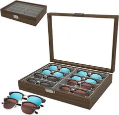 サングラス収納ケース メガネ収納ボックス 8本用 木製の眼鏡の収納ボックス コレクションケース ジュエリー収納 小物アクセサリ収納 眼鏡ケース 人気