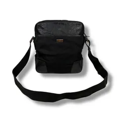 GUCCI グッチ　クロスボディバッグ　ショルダーバッグ　ブラック　黒　シマレザー　GG柄　ナイロンキャンバス