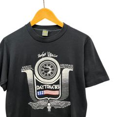 80s ビンテージ ハーレーダビッドソン 両面プリント Tシャツ M ブラック USA製 80年代 ヴィンテージ Harley Davidson ハーレーT バイカー チョッパー