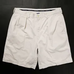90's ポロラルフローレン 2タック コットン チノショーツ (36) アイボリー系 ポロチノ 90年代 旧タグ オールド ショートパンツ　アメリカ古着 USED  ビンテージ ヴィンテージ